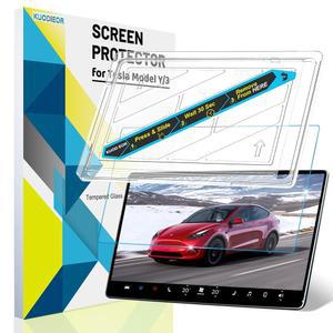 새로운 버전 Tesla Model Y / 3 화면 보호 액세서리 매트 노 글레어! 안티 지문 프리미엄 9H 강화 유리 스크린 프로텍터, 모델 3용 마운팅 프레임 키트 포함 (2023-2017) /모델 (2024-2020)