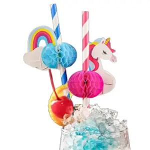 칵테일 빨대 일회용 장식용 주스 파티 음료 과일 컬러