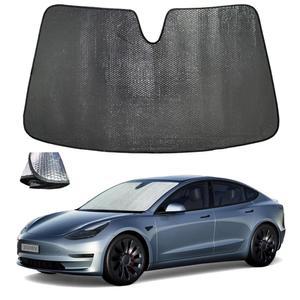 테슬라 모델 Y 2020-2024용 ZOIBV 윈드실드 선쉐이드 - 5겹 버블 어코디언 접이식 전면 창문 쉐이드 선바이저 액세서리 열 및 자외선 차단 u200B