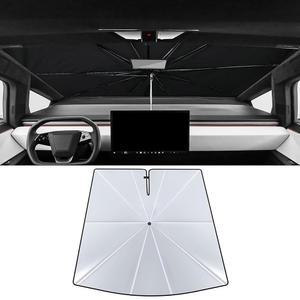 RERPRO 전면 윈드실드 선쉐이드 우산, 2023 2024 2025 테슬라 사이버트럭 창문 인테리어 자외선 차단 액세서리, 접이식 커버용