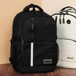 [패션] 중학생 학원 심플 백팩 캐주얼 학생 가방 블랙