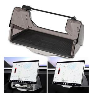 Tesla Model 3 Y 2016-2025용 WindU 언더 스크린 스토리지, 미끄럼 방지 실리콘 패드와 인테리어 액세서리가 있는 숨을 수 센터 콘솔 정리함 트레이 열기 및 닫기