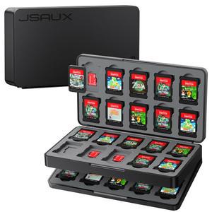 닌텐도 스위치 2용 JSAUX 게임 카드 케이스 (2025), OLED & 라이트, 40개의 카트리지 및 마이크로 SD 카드용 40슬롯 하드 쉘 보관함, 컴팩트 여행용 정리함 - 블랙