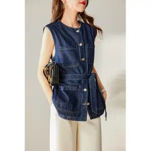 빛채운 여사친 데님 봄가을 빅포켓 코트 조끼 탑 민소매 무드 OPH3