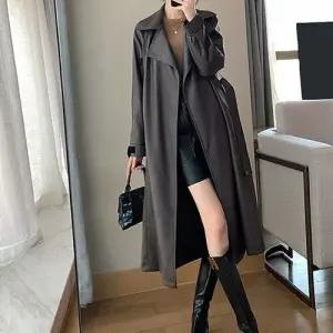 빛채운 롱 미디 빈티지 여성코트 PU가죽 코트 봄가을 트렌치 OPH3