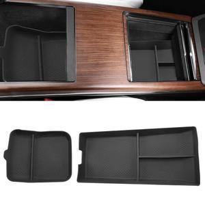 Yumzeco 센터 콘솔 정리함 트레이 매트는 Tesla Model X 2022 2023 2024 2025와 호환되며, S 액세서리 2024를 위한 중앙 제어 하부 보관함 패드(2 PCS)