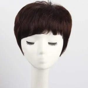 여성 숏컷 통가발 전체가발 2컬러 자연스러운 인모 스타일