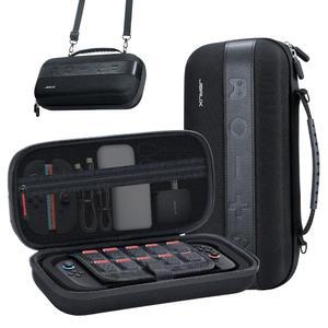 닌텐도 스위치 2용 JSAUX 대용량 휴대용 케이스, 20개의 게임 카드 슬롯이 있는 하드 쉘 여행용 보관 가방 및 액세서리 | 내구성 보호 블랙