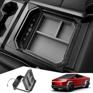테슬라 사이버트럭 2025 2026 2024와 호환되는 포로네트리 센터 콘솔 정리함 트레이, 액세서리용 USB 확장 도크가 있는 암레스트 보관함 트레이
