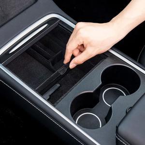 테슬라 모델 3 Y 2021-2023, 맞춤형 숨겨진 큐비 서랍 보관함, 프리미엄 ABS 및 선글라스와 코인 홀더가 있는 플로킹 소재에 적합한 네스투어 센터 콘솔 정리함 트레이 액세서리