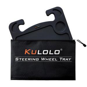 컵 홀더 및 펜 슬롯이 있는 쿨롤로 스티어링 휠 트레이 책상, 식사/작업/노트북용 ABS 카 테이블, 유니버설 핏 자동차 /SUV /픽업 /RVS, 휴대용 가방 포함(블랙)