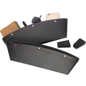 쿨러너 2 세트 카시트 갭 정리함, 충전기, PU 풀 가죽 틈새 보관함, 휴대폰 키 카드 펜 코인(블랙)용 포수 사이에 범용 장착