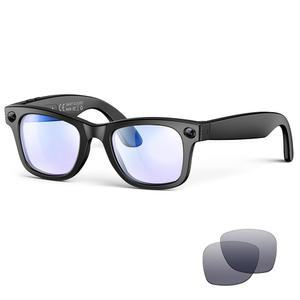 AI 스마트 글래스, 카메라 및 블루투스 기능 탑재, 8MP 2K HD 음성 제어, 사진 인식 번역, 안티 블루 라이트 운전, 실외, +2 렌즈를 위한 IP67 방수 기능.