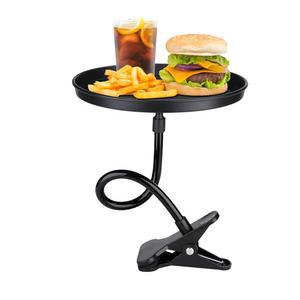 차량용 Yourkar 조절식 푸드 트레이, 음료 및 간식용 360 회전 논슬립 테이블, 8.7인치 직경 회전식 차량 클립형 식사용 범용 액세서리(블랙)