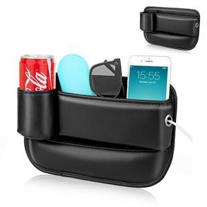 페치히코 카시트 갭 필러 정리함, 컵 홀더가 있는 유니버설 PU 가죽 안경, 휴대폰, 열쇠, 카드 및 소품용 시트 보관 가방
