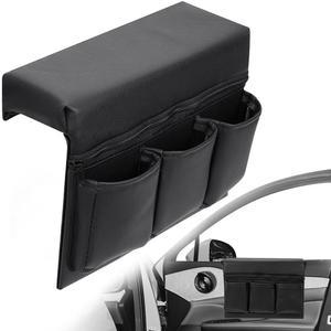 자동차 창문 측면 보관함, 가죽 팔걸이 가방 여러 개의 포켓이 있는 검은색 문 창문, 범용 인테리어 액세서리