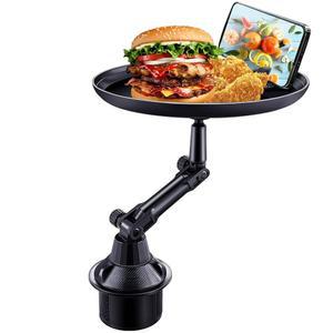 자동차 컵 홀더 트레이, 휴대폰 슬롯 랩과 함께 식사할 수 있는 트레이 테이블, 범용 조절 가능한 360 회전식 차량, 보트, 골프 카트에 맞습니다