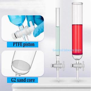 모래 코어가있는 PTFE 피스톤 크로마토 그래피 컬럼이있는 1pcs 실험실 유리 필터 컬럼