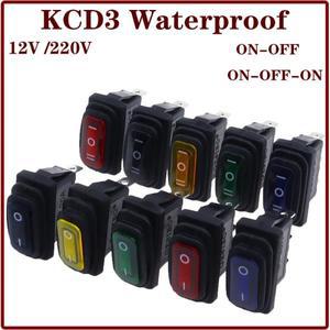 KCD3 방수 로커 스위치 ON-OFF/ON-OFF-ON 3Pin,2/3 위치, 조명 전원이 있는 전기 장비,15A 250VAC/20A 125V