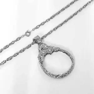 [콩심팥심]실버 목걸이 꽃무늬형 휴대용 돋보기 레트로 앤틱 고배율 노인