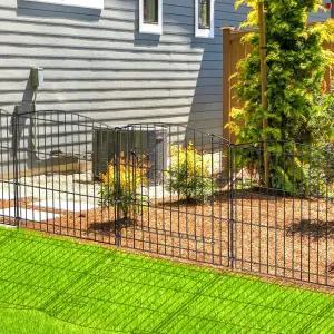 인조펙시 장식 정원 울타리 6 패널 11.8피트(L)×24인치 H 5 1 게이트 방청 와이어 야외 뒷마당 블랙용