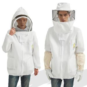 남성용 벌 수트 여성용 침 방지 재킷 - 양가죽 장갑과 두 개의 베일이 있는 말벌 보호복 & 양봉 (L)