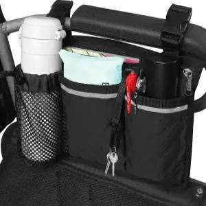 컵 홀더가 있는 시판키 휠체어 가방 액세서리 팔걸이 사이드 백 전동 워커 롤레이터 및 모빌리티 스쿠터용