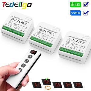 전기 롤러 셔터 용 RF433 원격 제어 기능이있는 Tuya 스마트 라이프 WiFi 블라인드 커튼 스위치 Google 홈