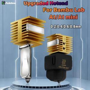 Bambu Lab A1Hotend 키트 용 0.2/0.4/0.6/0.8MM 노즐 A1 미니 핫 엔드 어셈블리 3D 프린터 부품 경화 강철