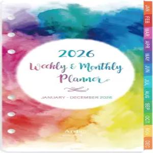 2026 플래너 리필 - 2026년 1월부터 12월까지 주간 및 월간 캘린더 3.75 x 6.75 인치 6 홀