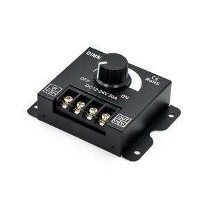 DC12-24V 밝기 조절 스텝 없는 디밍 스위치 컨트롤러 3528 5050 COB SMD LED 스트립 조명용 30A 노브 조광