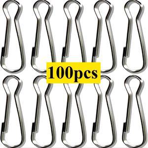 100 피스 7 크기 금속 스프링 후크 매는 밧줄 스냅 클립 ID 카드 반지 열쇠 고리 지갑 DIY 커튼 커튼 버클