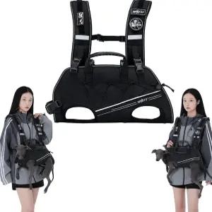 작은 개를 위한 와키투 트 하네스 배낭 캐리어 조절 가능한 패딩 통기성 스트랩 장애인 관절 부상 관절염 S