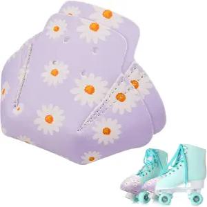 쿼드 롤러 스케이트를 위한 2피스 토 가드 인조 가죽 프로텍터 퍼플 데이지