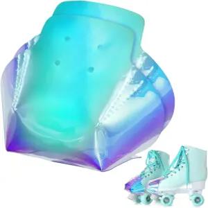 게이가 2피스 롤러 스케이트 토 가드 인조 가죽 쿼드 보호대 무지개 색상 솔리드 패턴