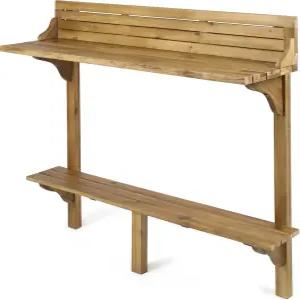 크리 홈 캐리비안 야외 아카시아 우드 발코니 바 테이블 천연 얼룩