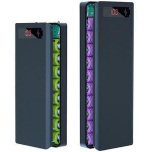 10/8x18650 보조베터리 배터리 박스 홀더 iPhone Xiaomi 케이스 분리형 용 휴대용 듀얼 USB 유형 C 충전 쉘