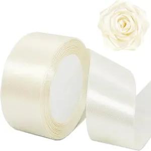 1.57인치 와이드 보리 새틴 리본 100야드 솔리드 폴리에스터 패브릭 롤 꽃다발 선물 포장 장미 수제 공예품