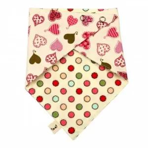 국내제작 IDB642Y4 순면 양면스카프 핑크하트 턱받이 스카프빕