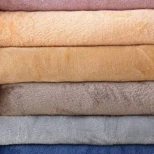 BS VXL031J0 양털 담요 무지 라이트오렌지 중형 1개 캠핑 블랭킷 겨울 두꺼운 이불 극세사 밍크