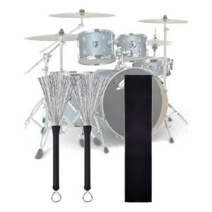 키밍 드럼 스틱 브러쉬 세트 스틸 러시 파우치 청소 악기 연주 액세서리 재즈러시 휴대용 도구 드럼용 타액