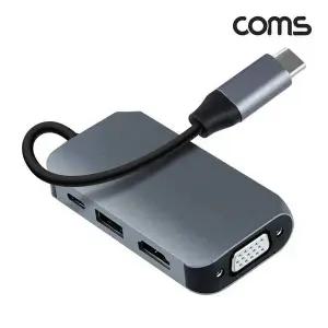 [셀러에이드]TBZ Coms USB 3.1 Type C 컨버터(멀티) 4 in 1 HDMI 4K2K VGA USB 3.0 PD 2.0 5Gbps HA008