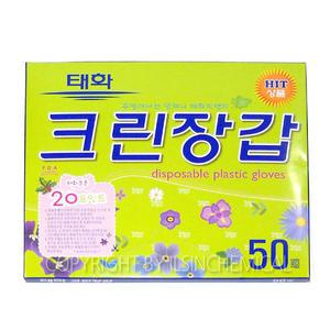 태화 위생 장갑 50매 크린 투명 비닐 일회용 주방 장갑 폴리글러브
