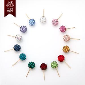 14K귀걸이 큐빅볼 미러볼 컬러볼 볼귀걸이 14K골드
