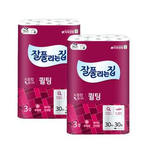 잘풀리는집 더 도톰한 3겹 퀼팅30mX30롤 2팩(60롤)/화장지