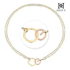 [골드앤] 14K 코어링 두줄 체인 팔찌 콤비