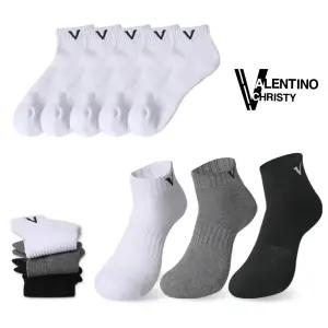 발렌티노크리스티 남자 면100 순면 바닥이중 쿠션 여름 시원한 발등망사 스포츠 헬스 조깅 테니스 무지 단목-5족