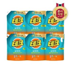 테크 실내건조 액체세제 드럼용 리필 2L 6개