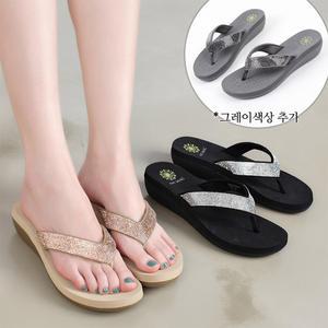 CN_5916 큐빅 스트랩 쿠션 쪼리 여성 슬리퍼 샌들/여름 휴가 여자 조리 슬리퍼