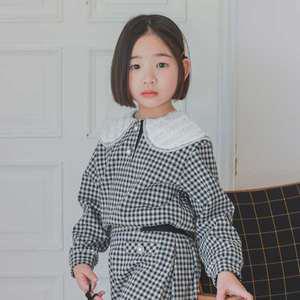 [아이러브제이] M. 달링 카라 체크 맨투맨 티 JUFTO41